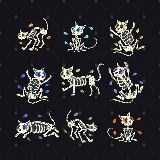 Colorful Cat Skeleton Day of the Dead Candy Skeleton by Scriptnbones